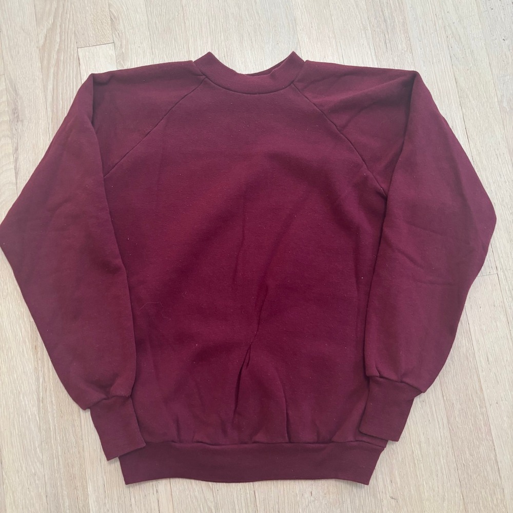Healthknit Sweatshirt Unisex Large Burgundy Vintage USA Made Raglan Crewneck